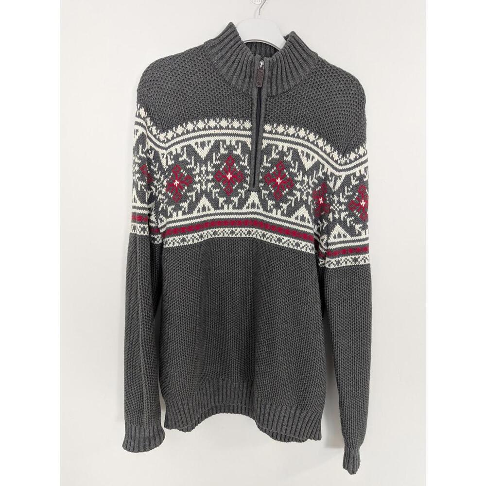IZOD Men’s Fair Isle Knit Sweater Size Medium Cotton Nordic Pattern